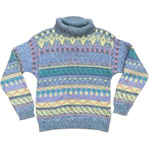 Vintage 1990s Dimensions Pastel Easter Cowl Neck Sweater